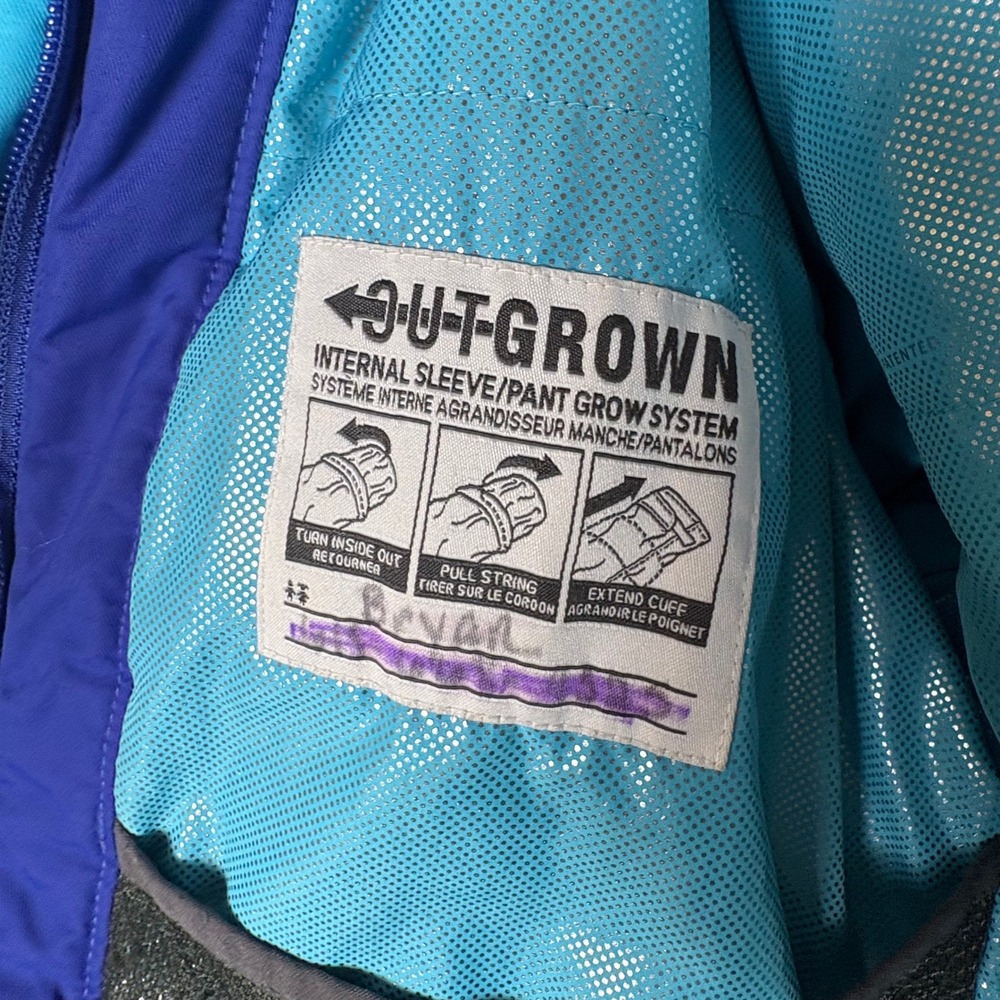 Columbia Boys Omni-Tech Ski Jacket Blue Teal Hooded Rain Coat Med Grow System - Picture 11 of 12